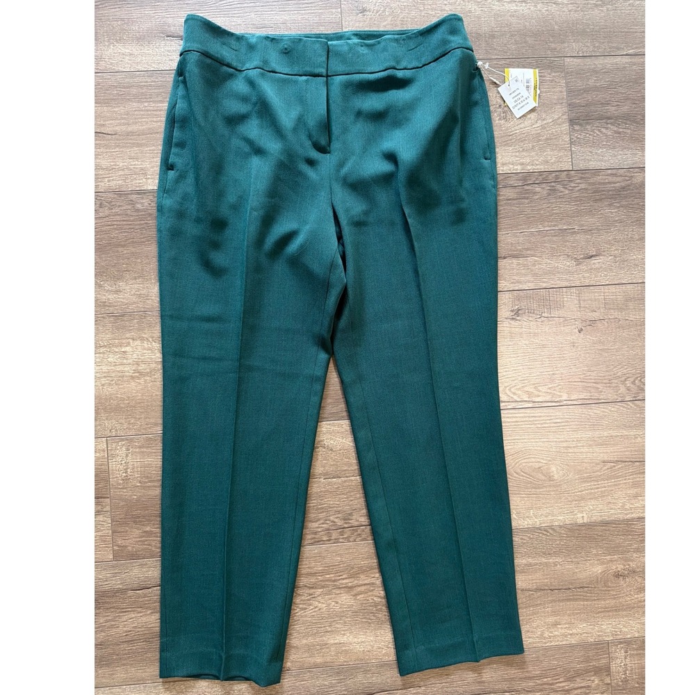 Kasper Womens Evergreen Dark Green Straight Leg Dress Pants Size 14 NEW